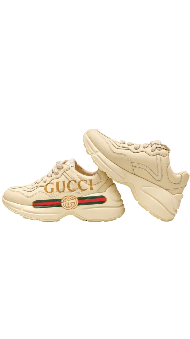 Gucci Rhyton leather sneaker بيج