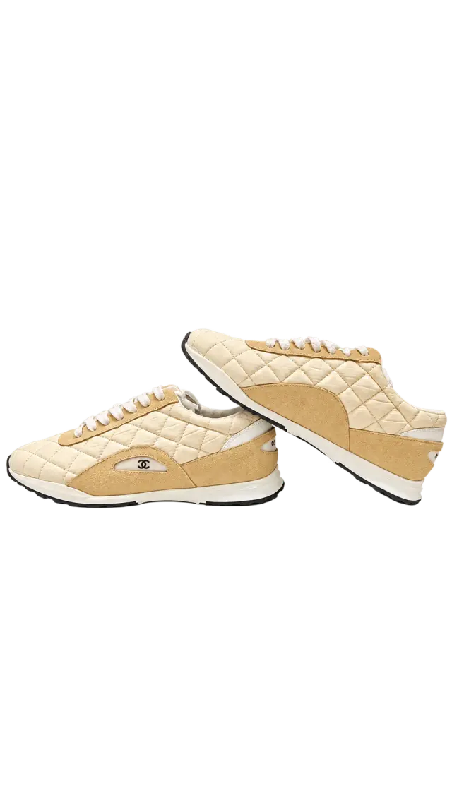 Chanel Quilted Sneakers بيج