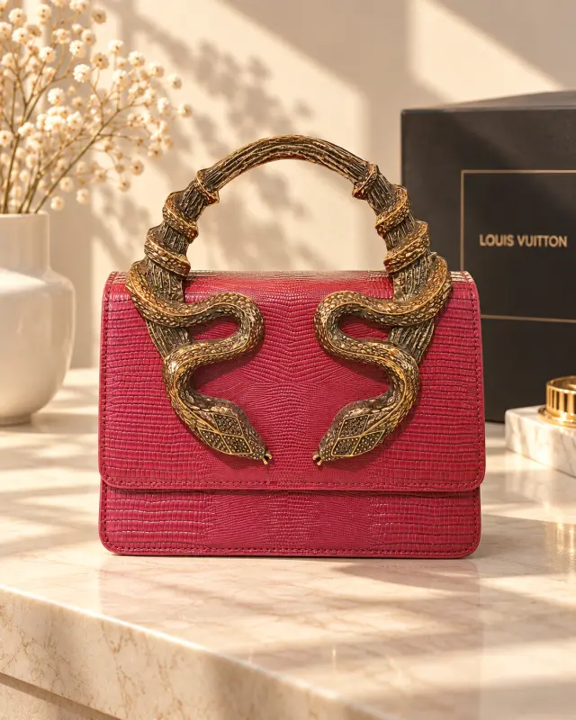 Roberto Cavalli Serpentine Bag أحمر
