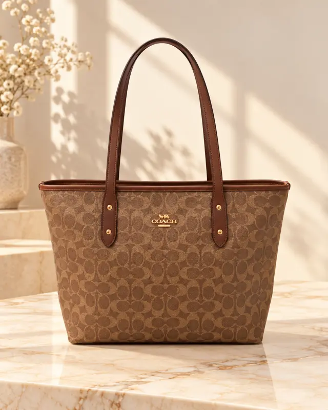 Coach City Tote Bag بني