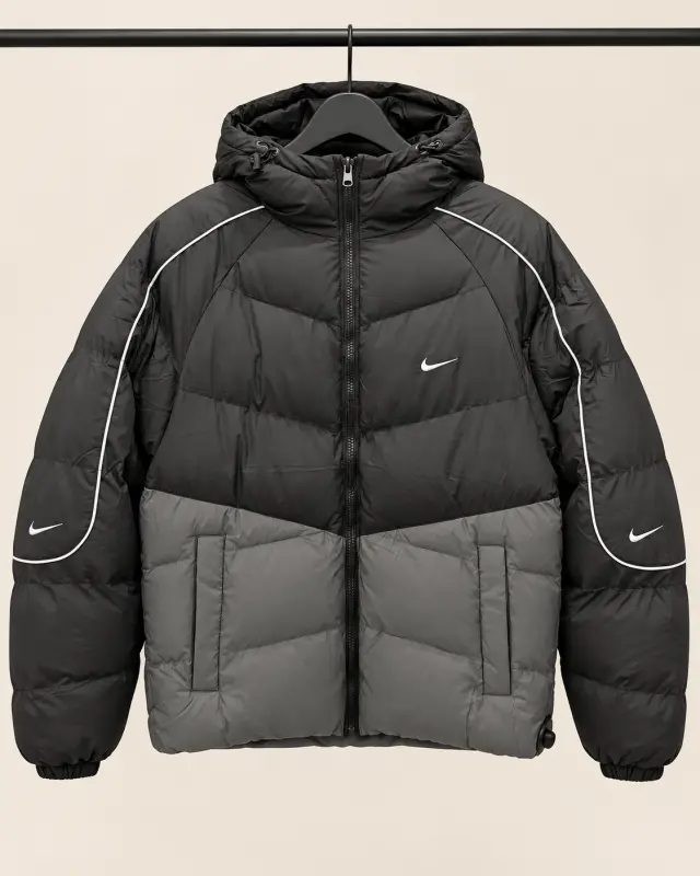 Nike Sportswear Hooded Puffer Jacket أسود ورمادي