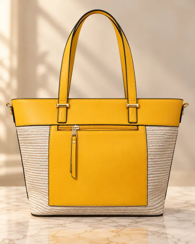 Sunny Straw Tote أصفر