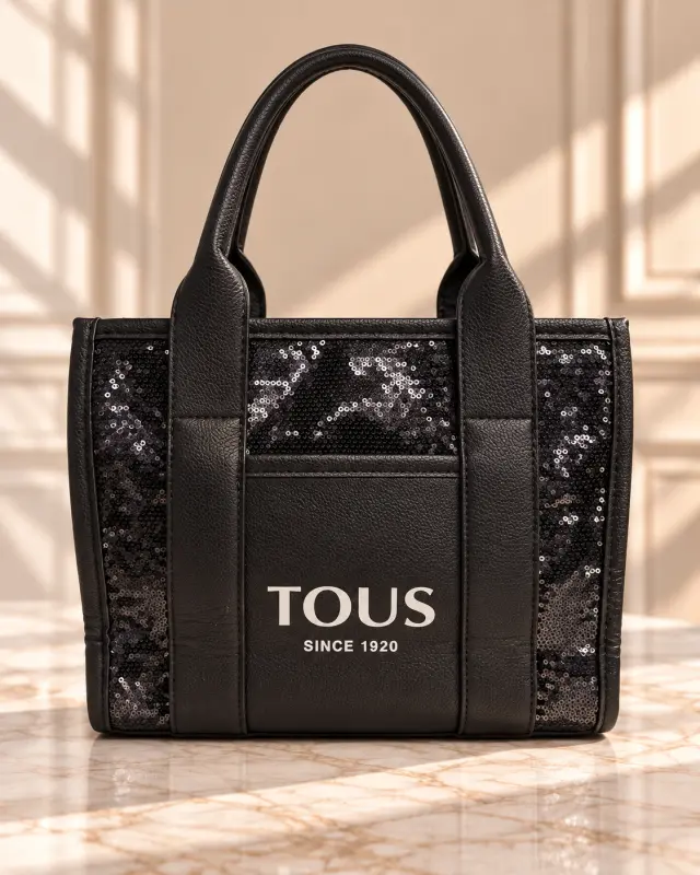 TOUS Black Sequin Tote Bag أسود