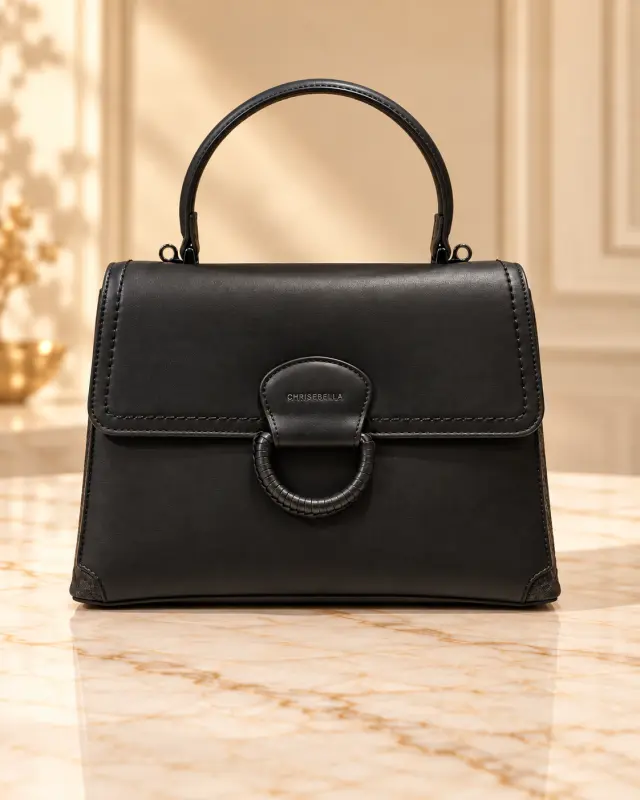 Chrisbella Top Handle Flap Bag أسود