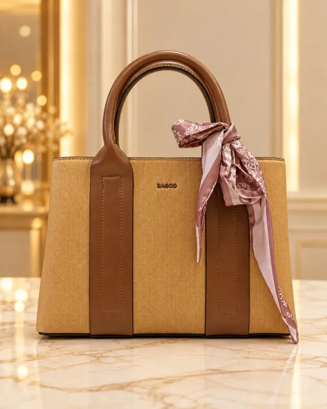 BAGCO Elegant Structured Tote Bag بيج
