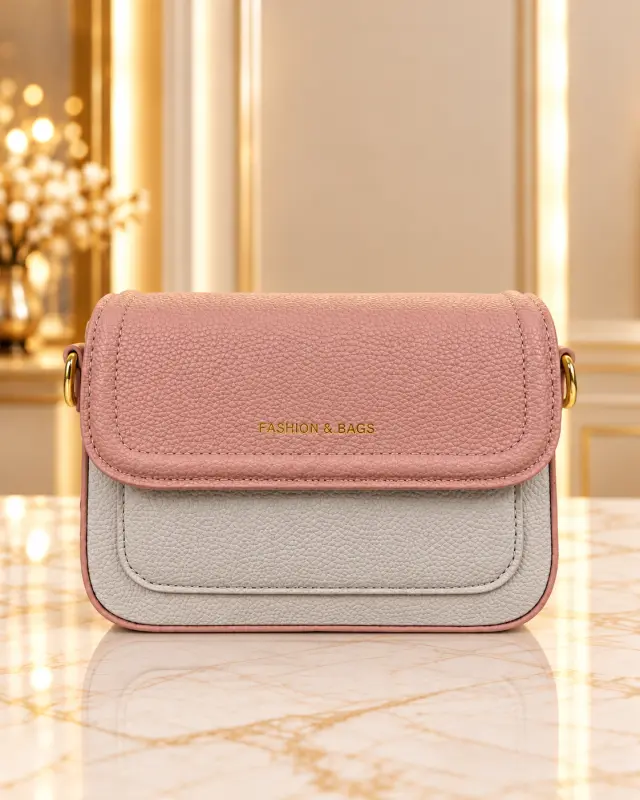 Two-Tone Small Square Bag زهري