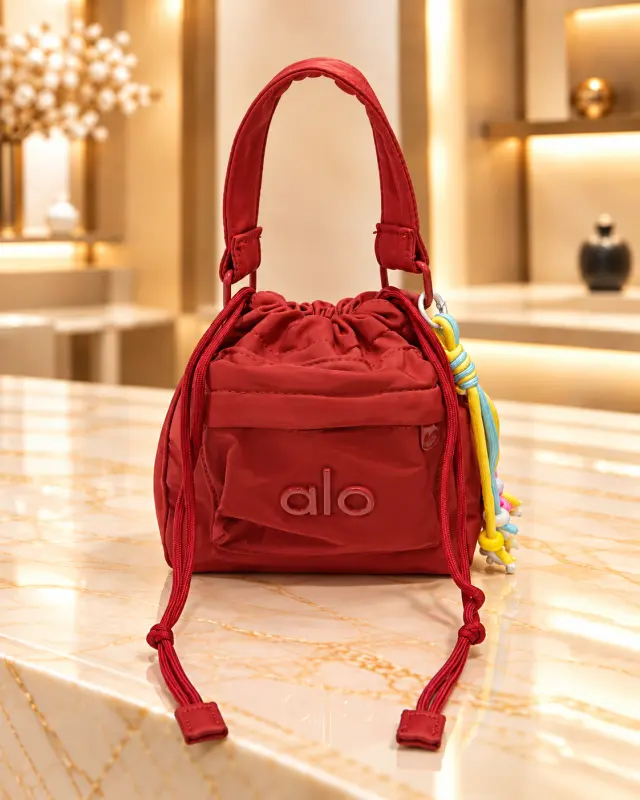 Alo Yoga Crossbody Bucket Bag أحمر