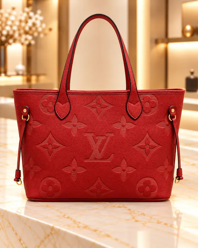 Louis Vuitton Neverfull MM Empreinte أحمر