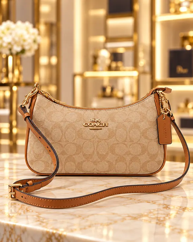 Coach Teri Shoulder Bag In Signature Canvas بيج