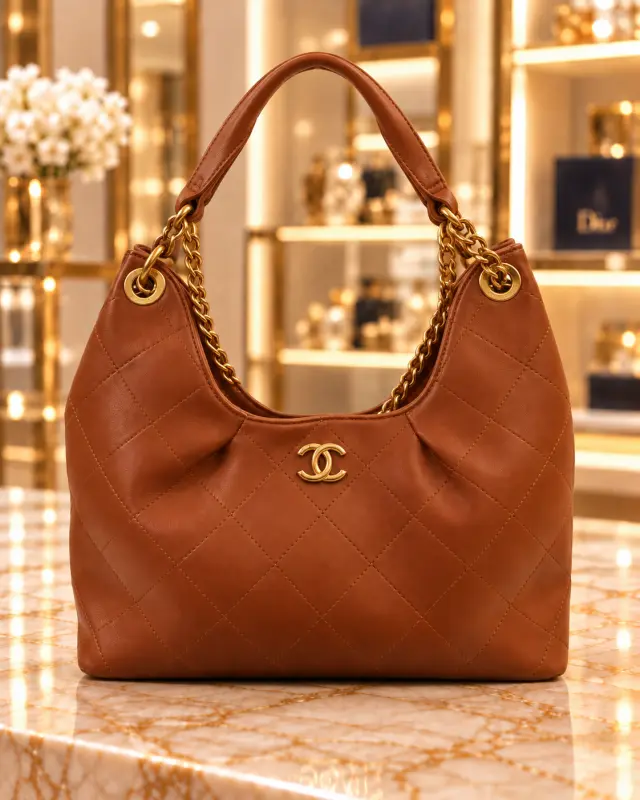 Chanel quilted hobo handbag عسلي