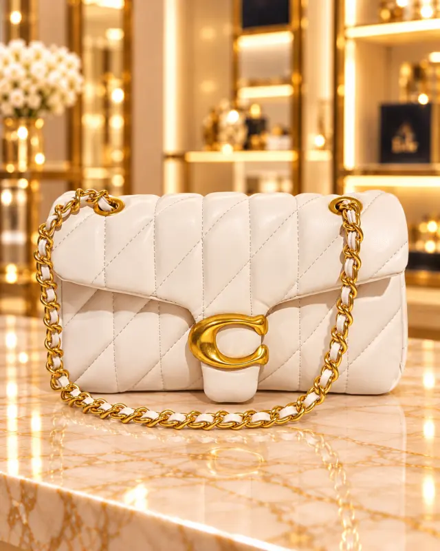 Coach Quilted Tabby Shoulder Ba أبيض