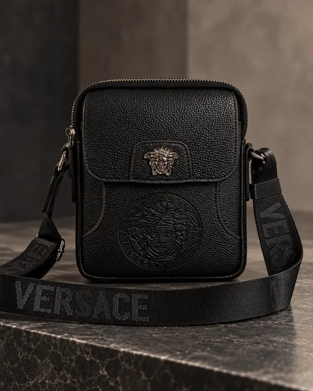 Versace Lou Camera Crossbody Bag أسود