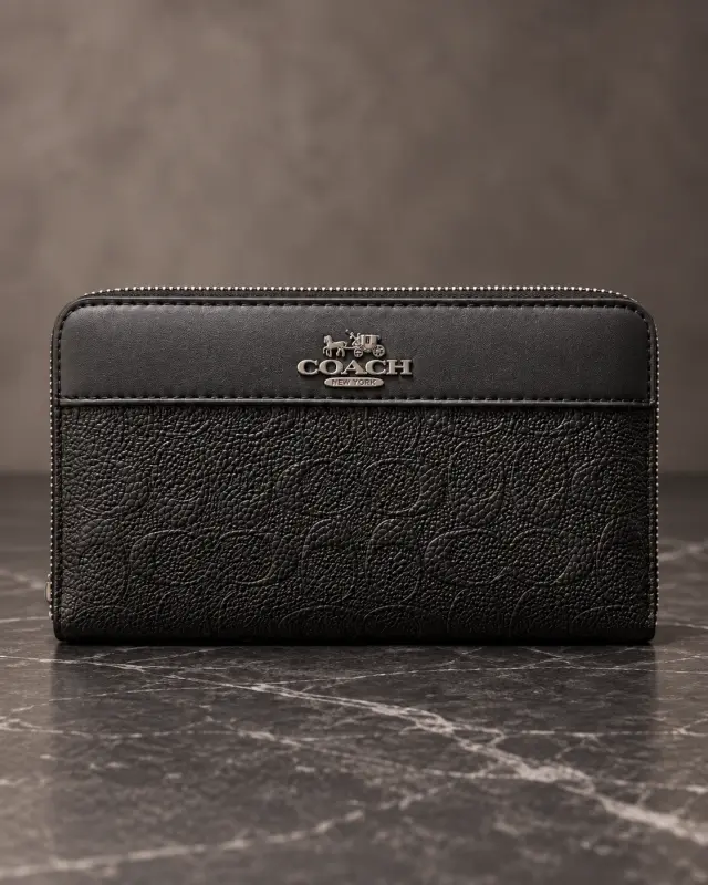 Coach Accordion Wallet in Signature Canvas أسود