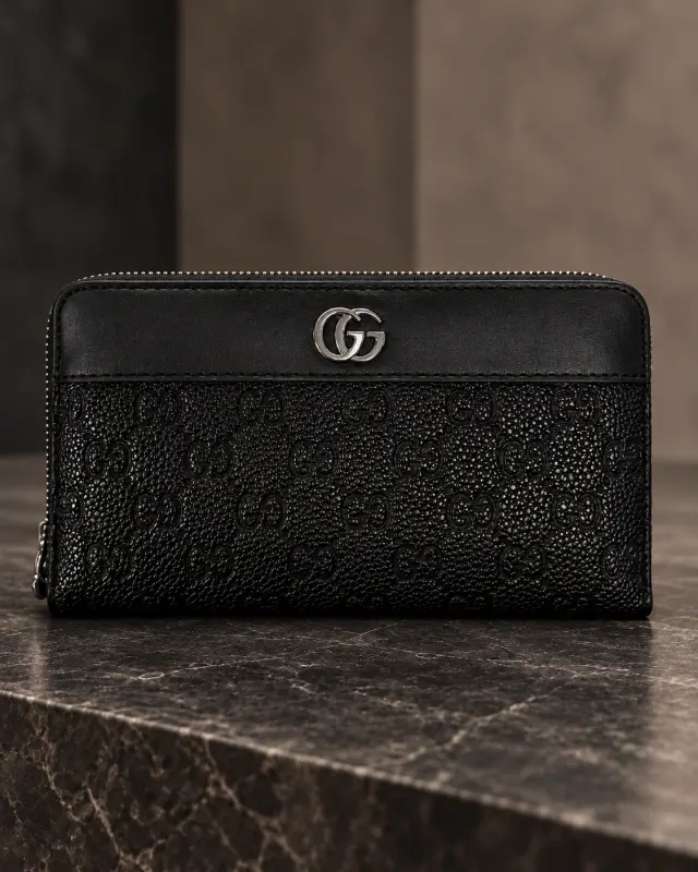 Gucci GG Marmont Zip Around Wallet أسود