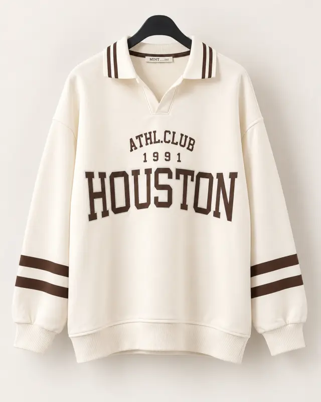 Oversized polo sweatshirt أبيض