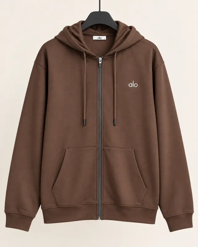 Alo Yoga Accolade Full-Zip Hoodie بني