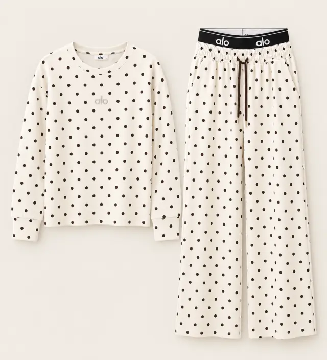 Alo Yoga Polka Dot Tracksuit أبيض وبني