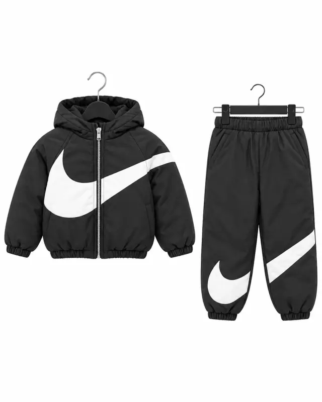 Nike Kids Big Swoosh Puffer Tracksuit Set أسود