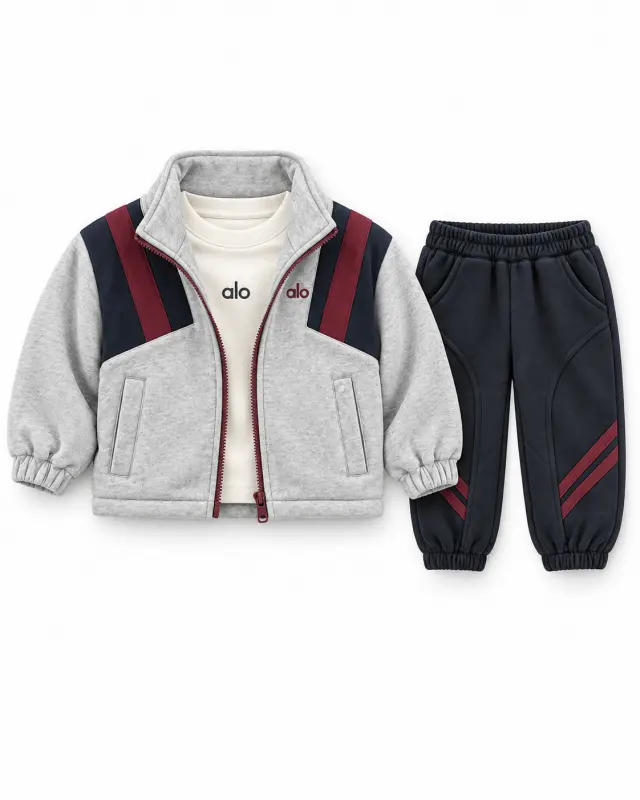 Alo Yoga Kids Fleece  3-Piece Set رمادي فاتح