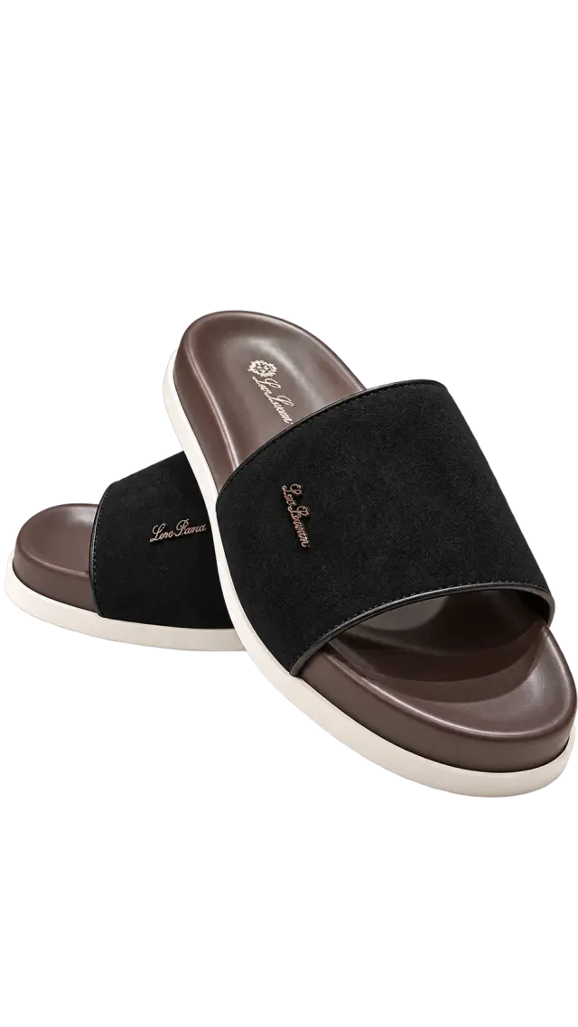 Slipper Loro Piana أسود